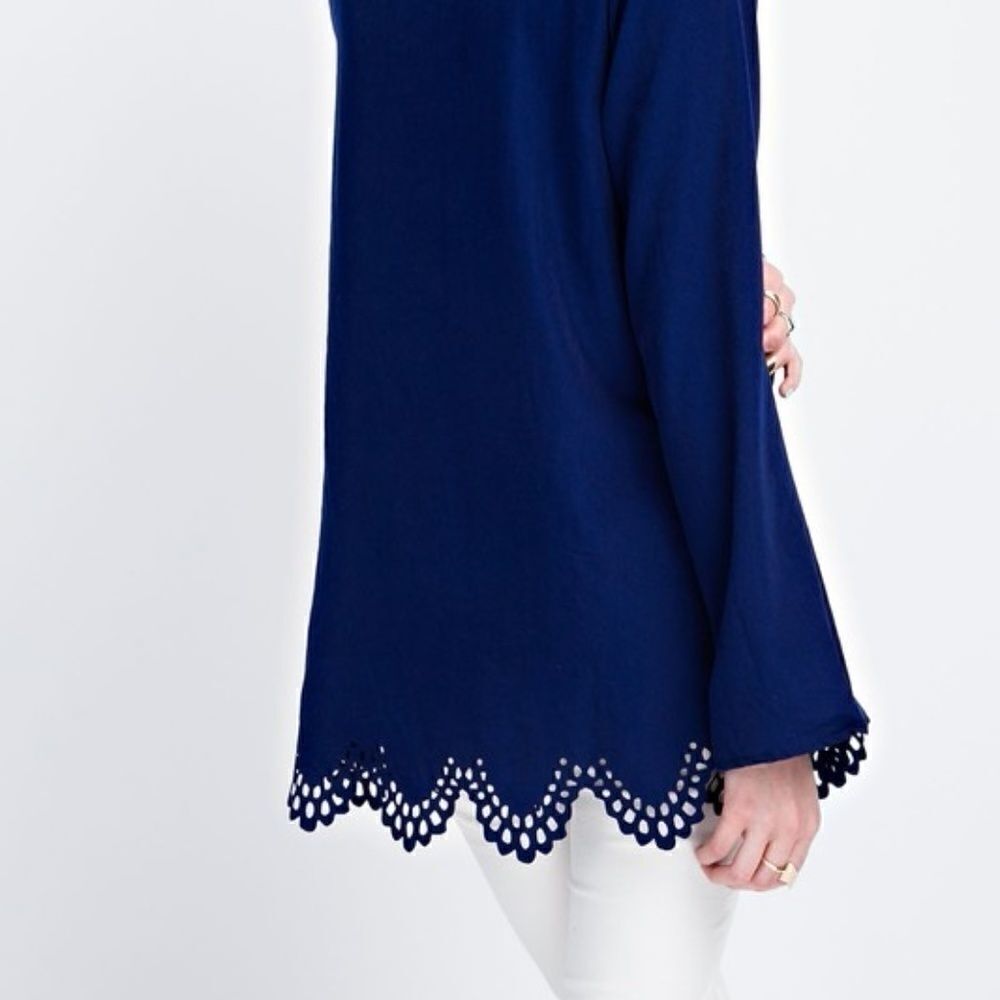 New Long sleeved wash satin v-neck top with cutout - Picture 4 of 10